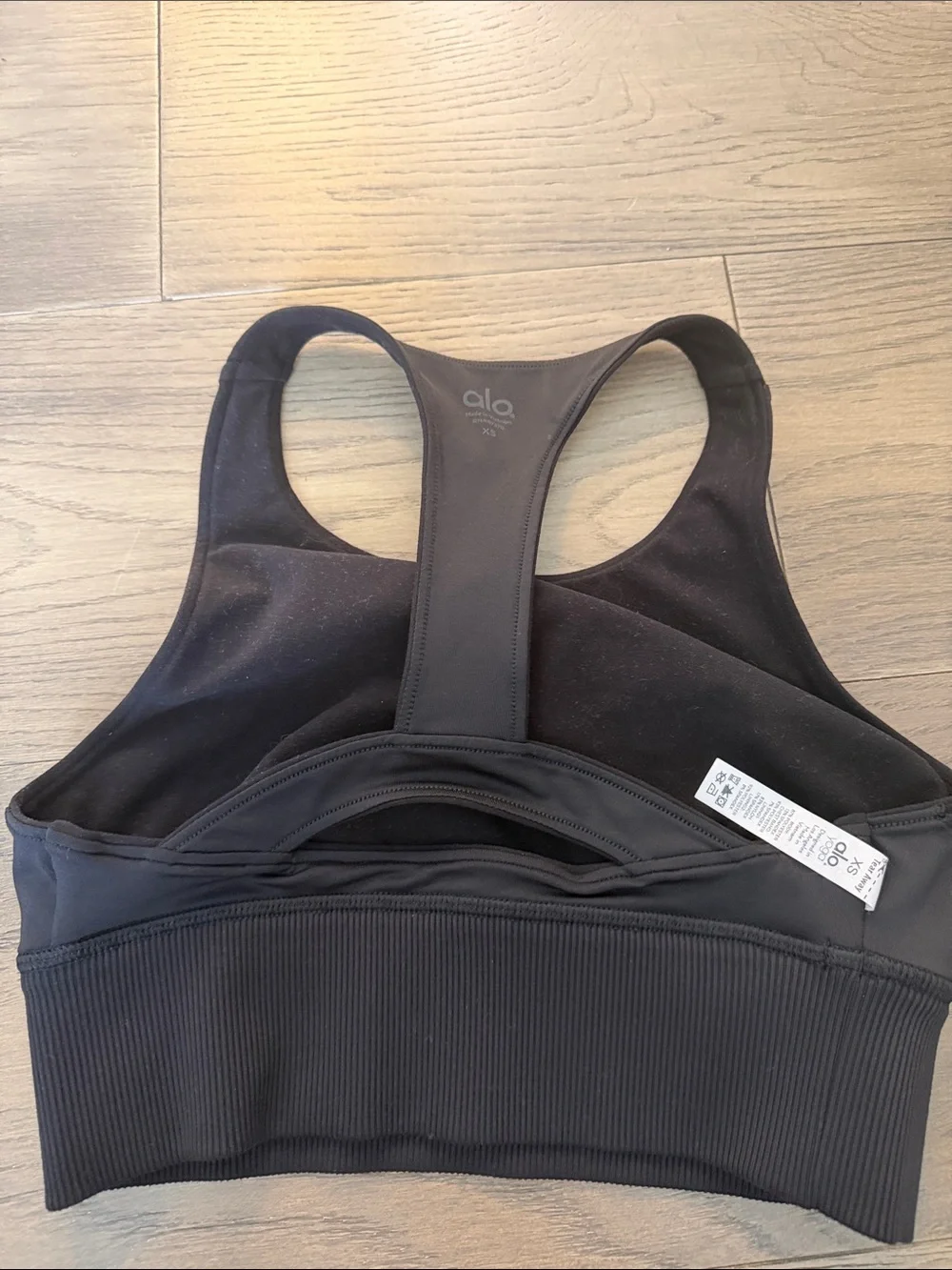 ALO Yoga Black Racerback Ribbed-Band Sports Bra